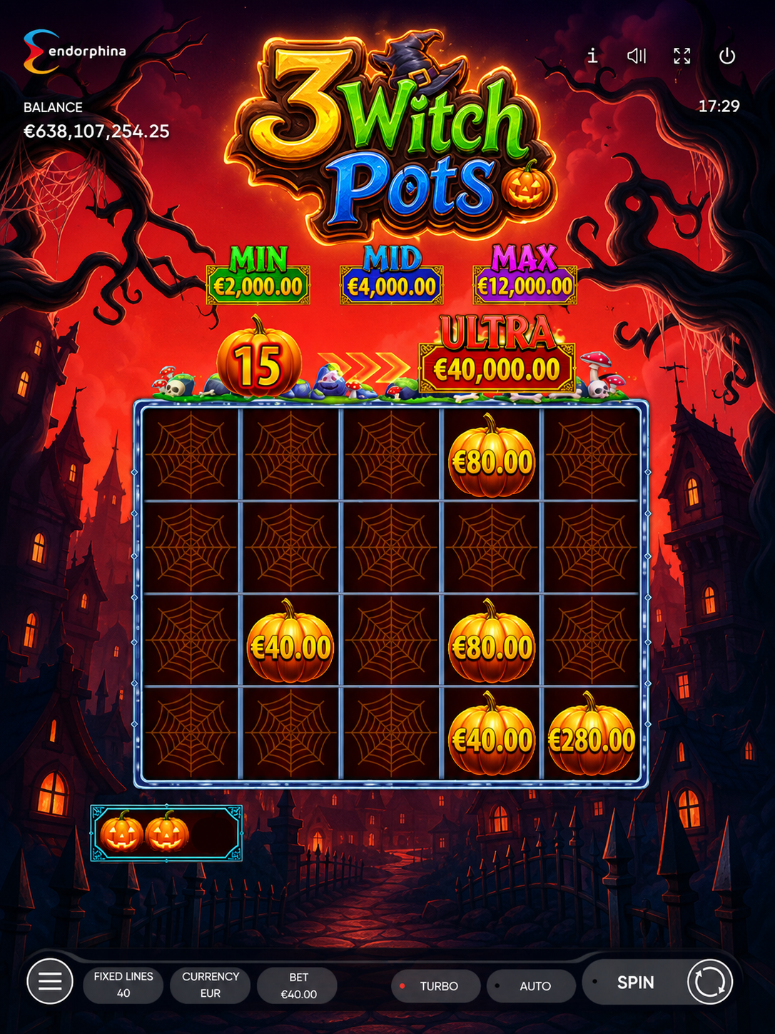 3 Witch Pots slot - witches filling cauldrons with a rising multiplier